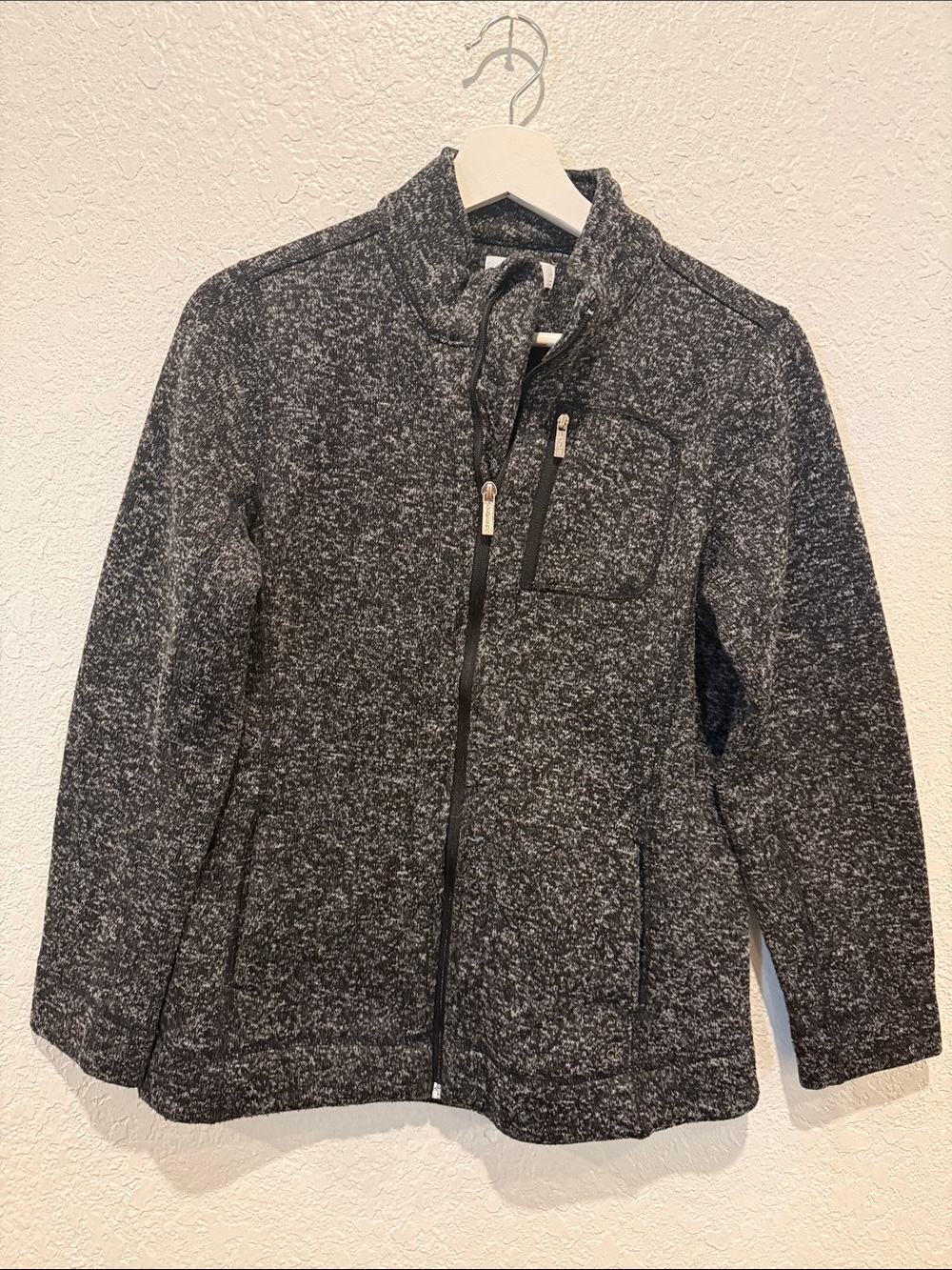 Calvin Klein Woman’s M Black & Gray Marled Full-Zip Jacket